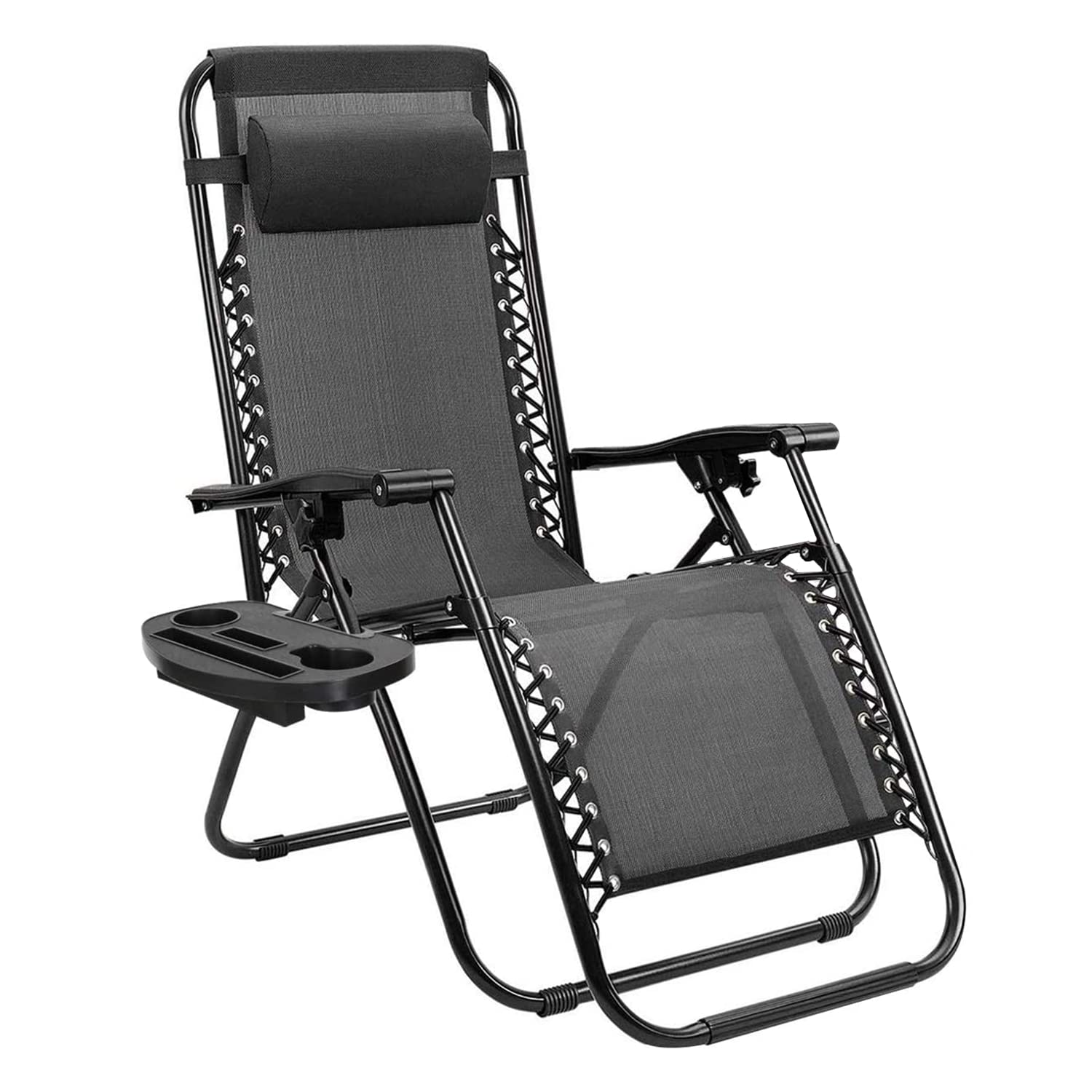 Alebert Уличное кресло Кресло Infinity Складное кресло для кемпинга Год Кресло с откидной спинкой Уличное кресло с подстаканником Кресло нулевой гравитации Кресло для веранды Цветок чёрный